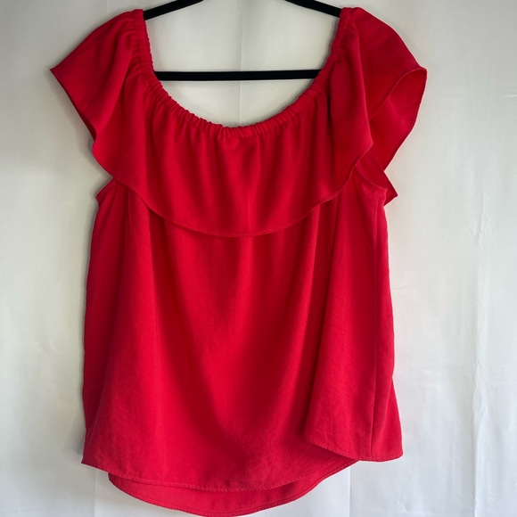 BOLD elements Vibrant Red Ruffle Blouse - Picture 6 of 6